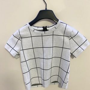 Twik (Simons) Black&White Checker/Grid T Shirt With Zipper Size XS